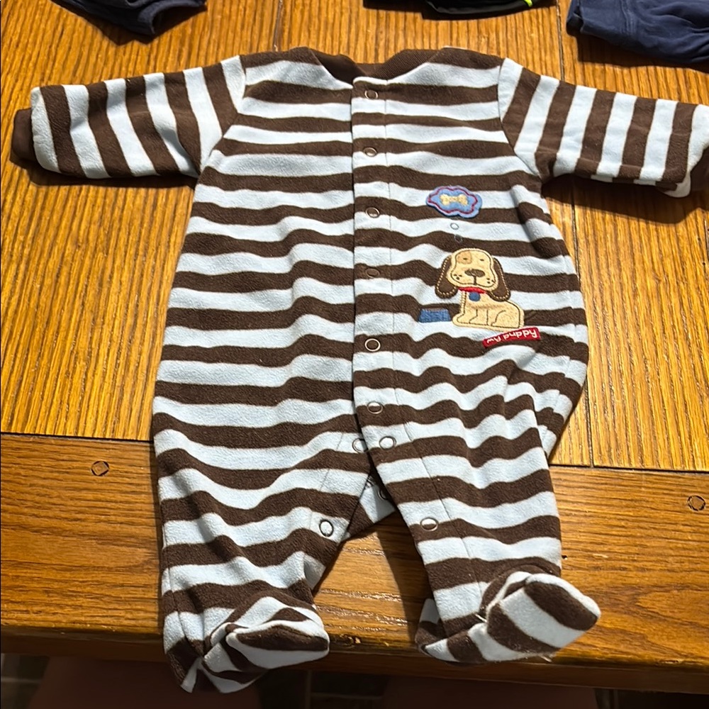 Striped Brown and White Kids One Piece